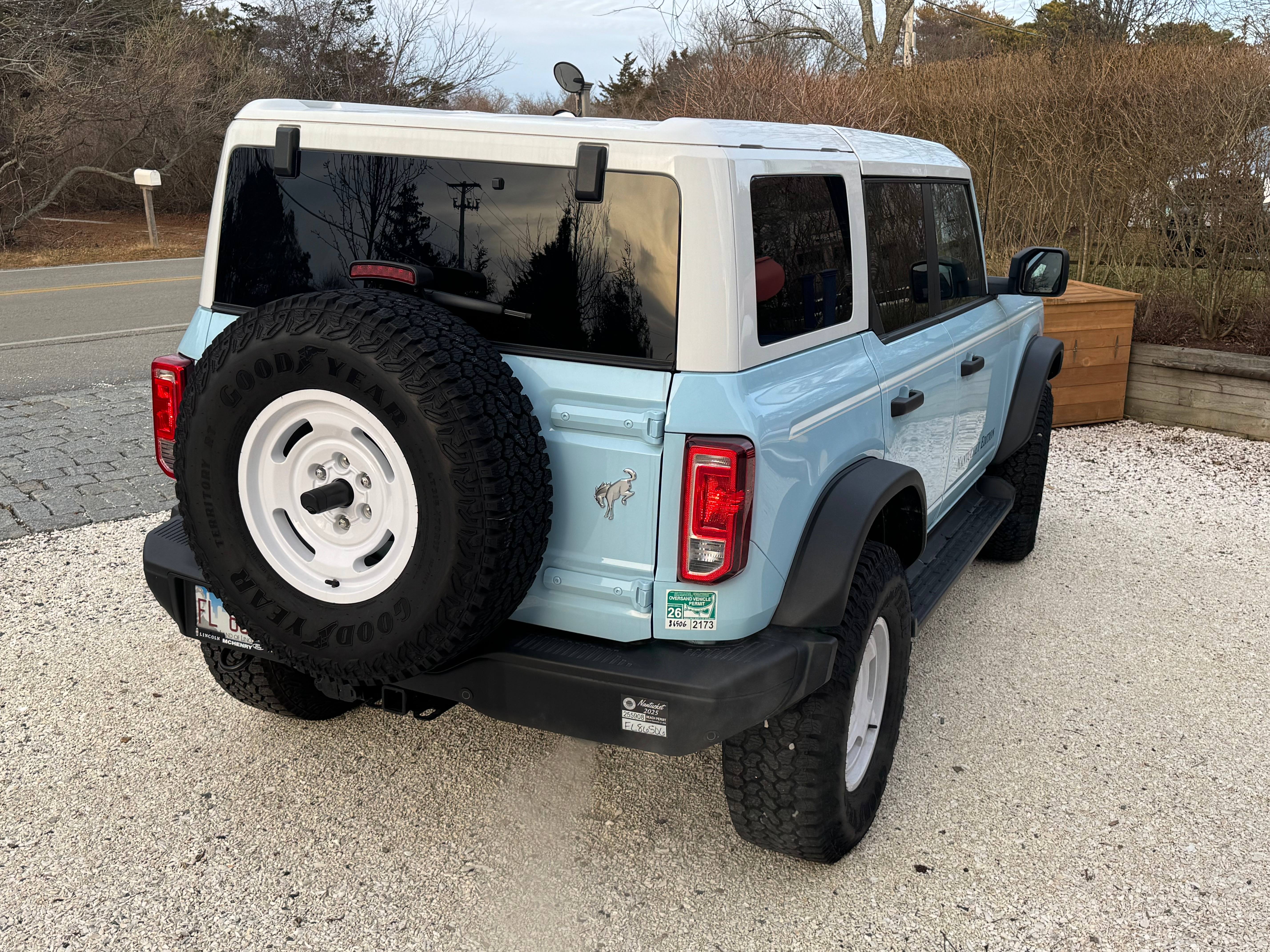 Ford Bronco rear view showing spare tire and taillights